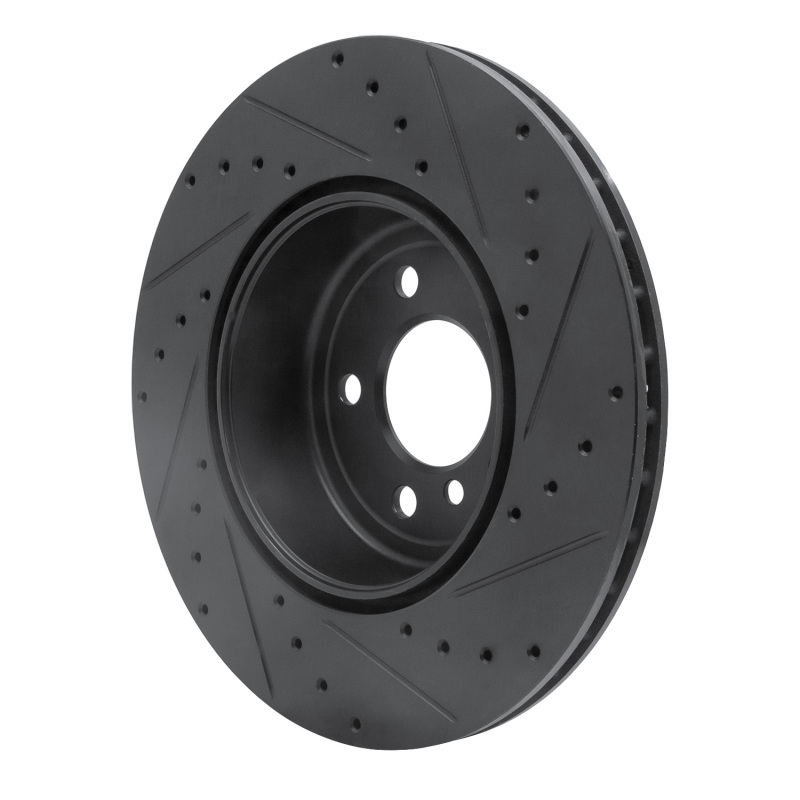 BMW 330I xDrive Brake Rotor (1) - Rear Left - R1 Concepts - Drilled & Slotted - Black - `13-`21